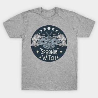 Spoonie Witch Moth Moon Stars Blue T-Shirt